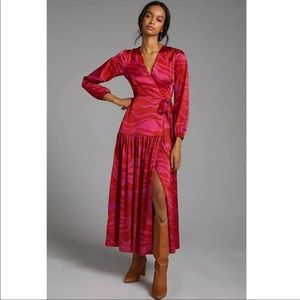 NWT HUTCH Pink Zebra Maxi Wrap Dress Size L